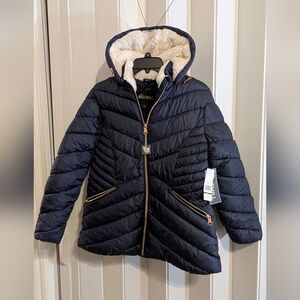 Big Chill's Navy Puffer Jacket with Faux Fur Lining. Size L,  NWT
